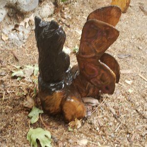 Chainsaw Carved Bear and Butterfly